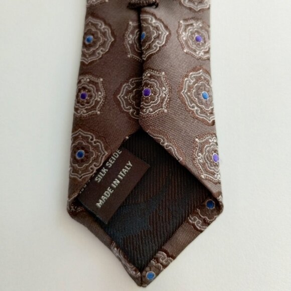 Canali Floral Medallion Pattern 100% Silk Italy 3.5inch W Office Career Classic - Picture 4 of 6